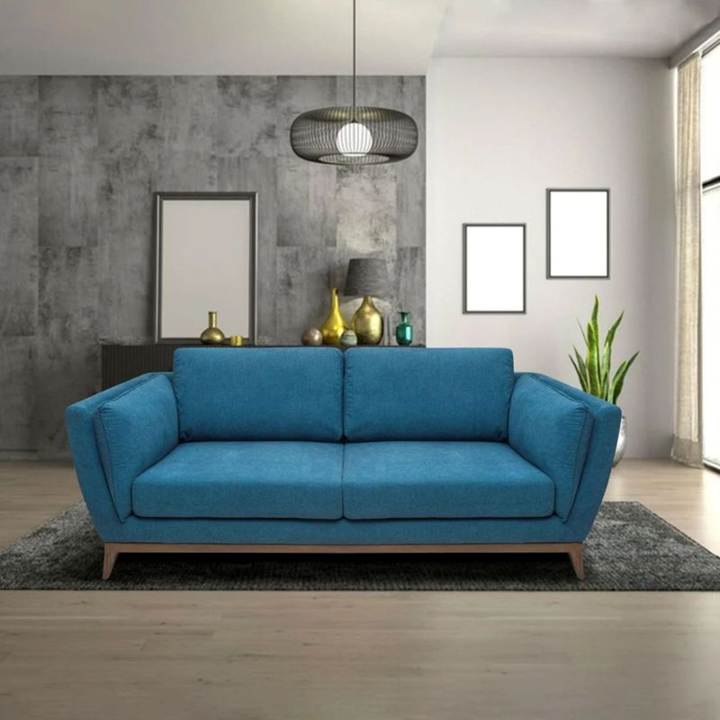 ELITE LIVING - SOFA CARACAS 3P MICROFIBRA  AZUL