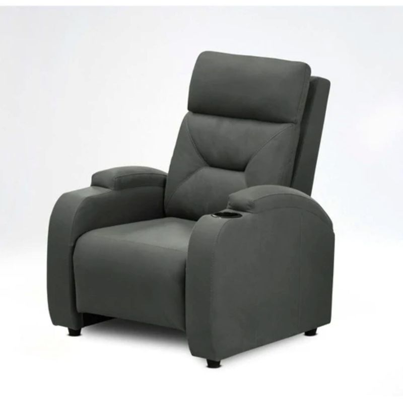 ELITE LIVING - SILLA RECLINABLE LOGAN TIPO MICROFIBRA HUMO