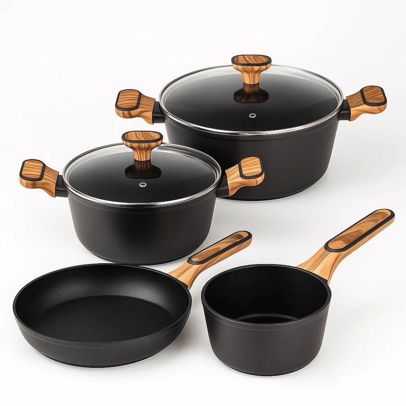 BERGNER - Set x6 Ollas y Sartén Charcoal Antiadherente en Aluminio Forjado
