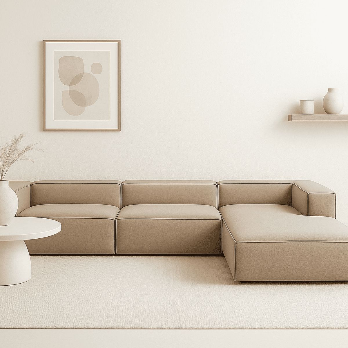 GENERICO - SALA MODULAR MARRUECOS COLOR BEIGE EN TELA ANTIFLUIDOS Y PET FRIENDLY