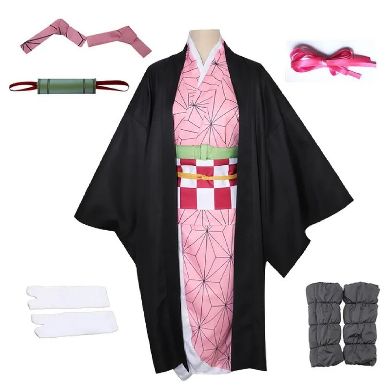 GENERICO - Disfraz Kimono Nezuko Kamado Demon Slayer Anime Cosplay Niña