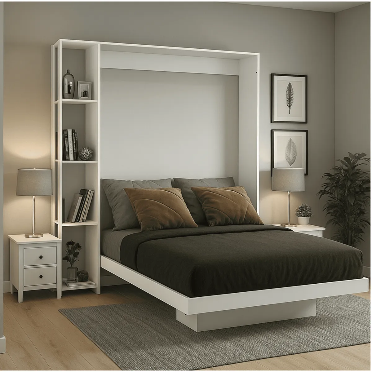 MUEBLES 2020 - Cama Doble Multifuncional Siena Blanco