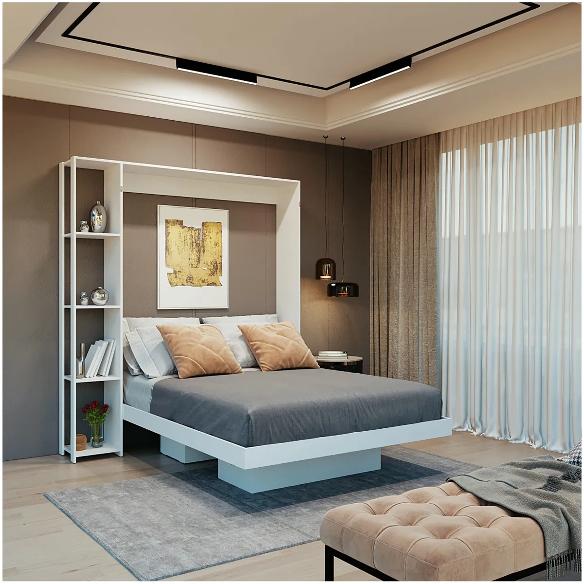 MUEBLES 2020 - Cama Doble Multifuncional Siena Blanco