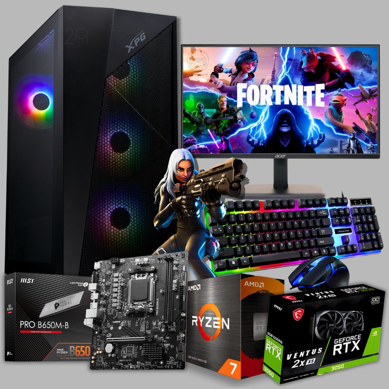 AMD - TORRE GAMER AMD RYZEN 7 8700F/RTX 3050 6GB/16GB DDR5/SSD 512GB/MONITOR 22"