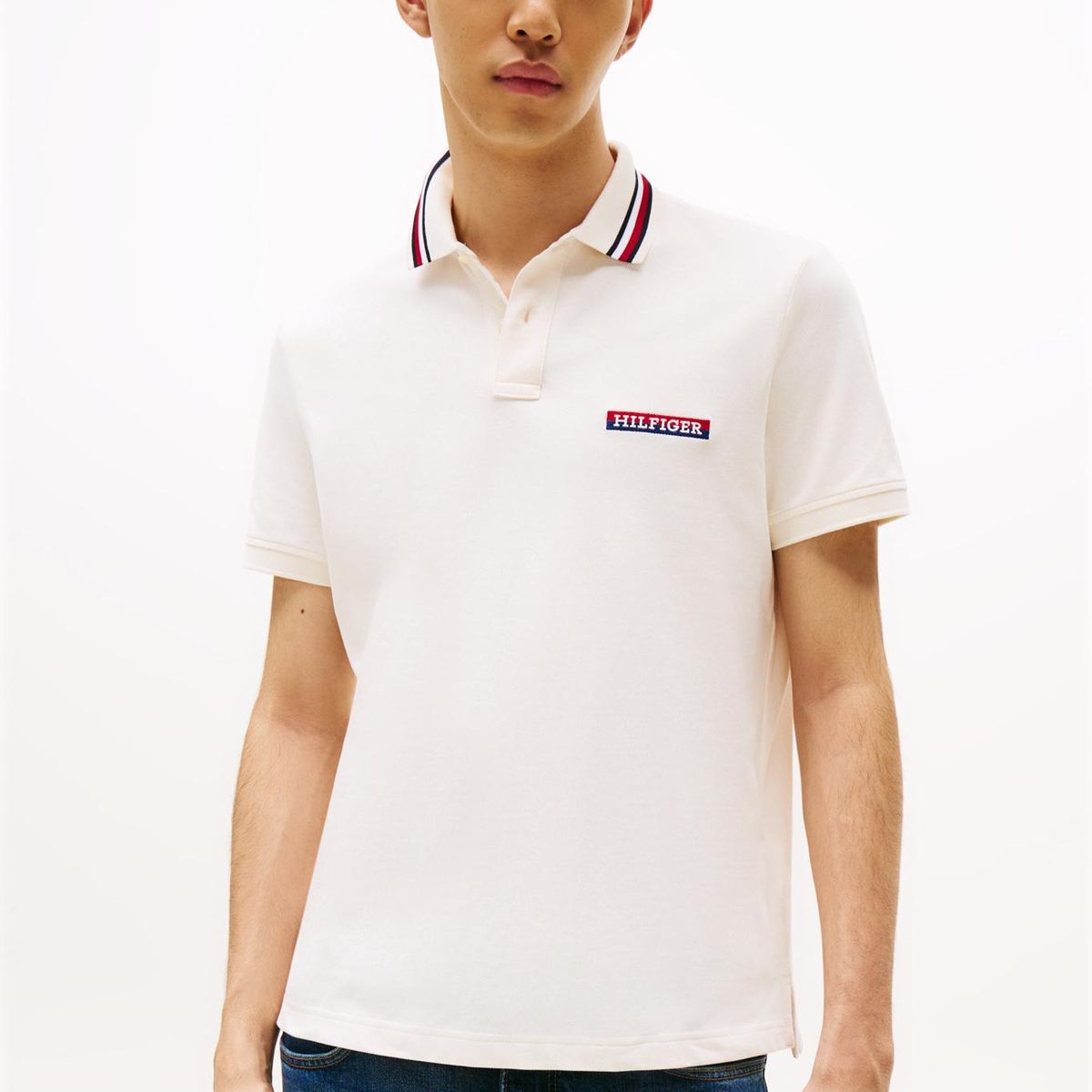 TOMMY HILFIGER - Polo blanco de corte regular con logo Tommy Hilfiger