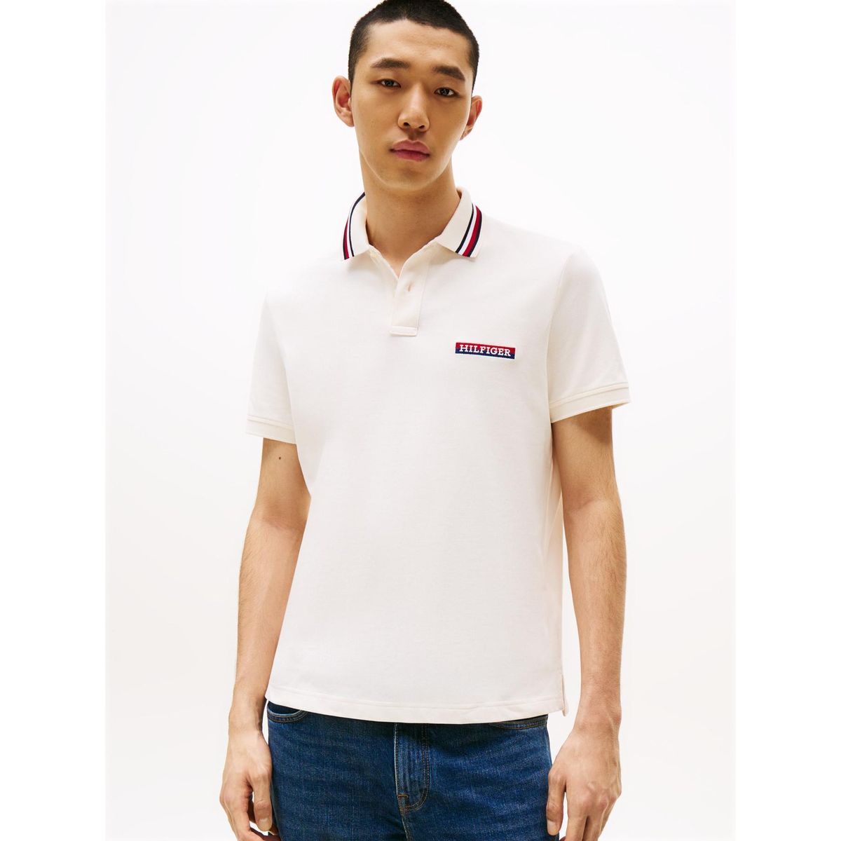 TOMMY HILFIGER - Polo blanco de corte regular con logo Tommy Hilfiger