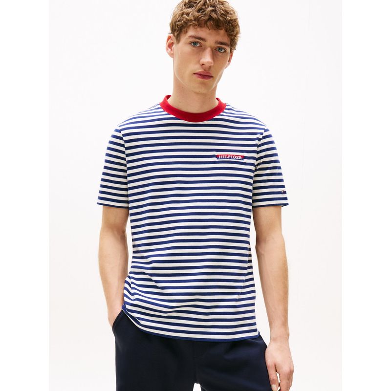 TOMMY HILFIGER - Camiseta azul con logro gráfico bordado Tommy Hilfiger