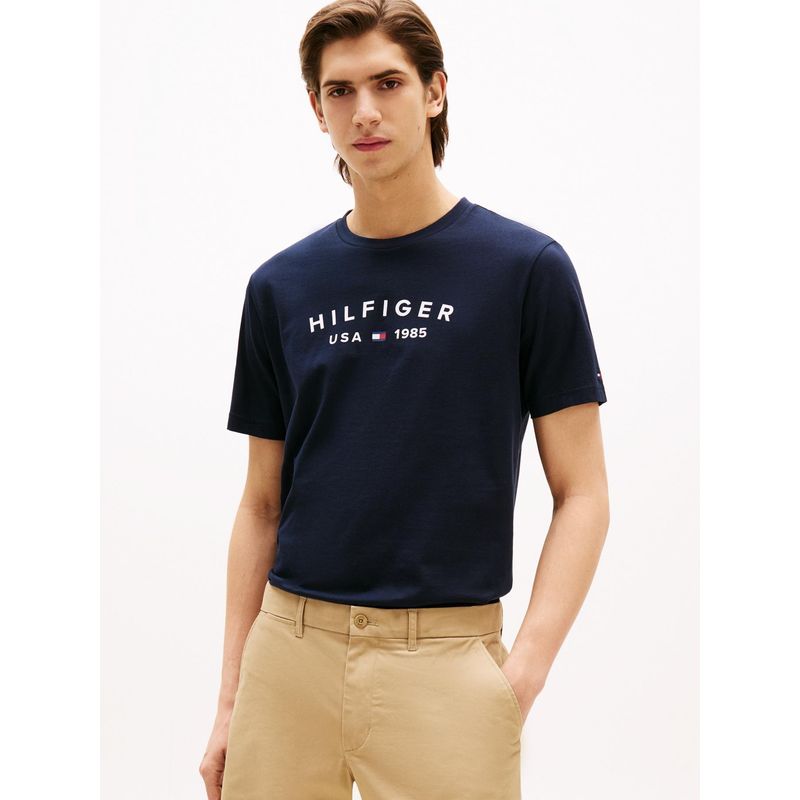 TOMMY HILFIGER - Camiseta azul con logo estampado Tommy Hilfiger