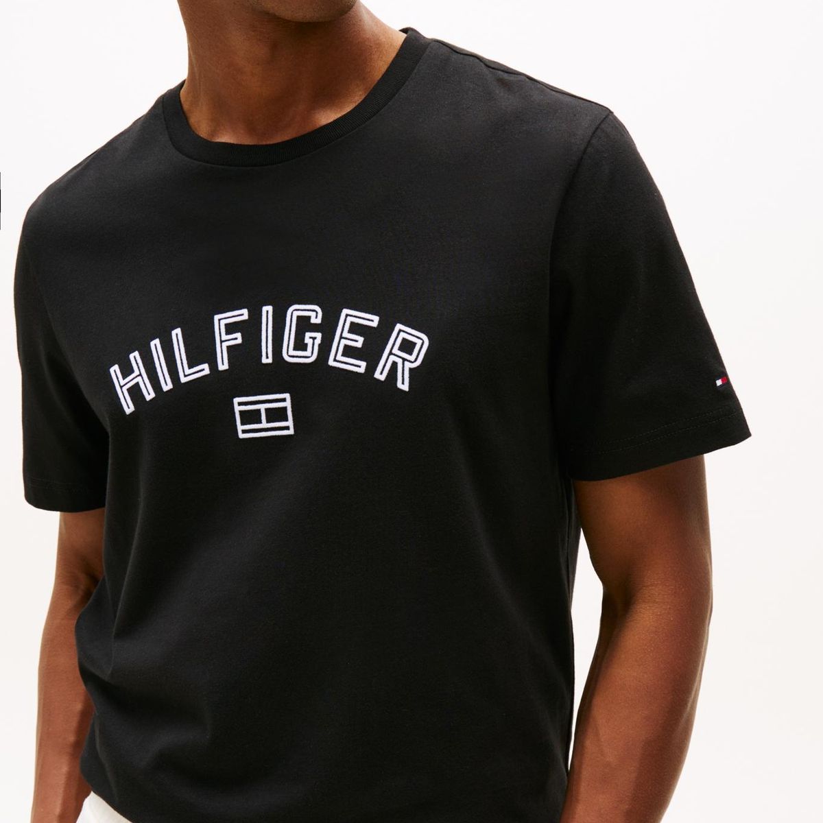 TOMMY HILFIGER - Camiseta negra Flock con logo estampado Tommy Hilfiger