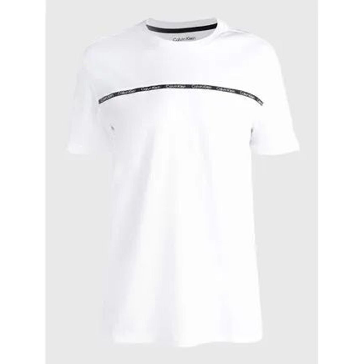 CALVIN KLEIN - Camiseta blanca manga corta con logo tape Calvin Klein