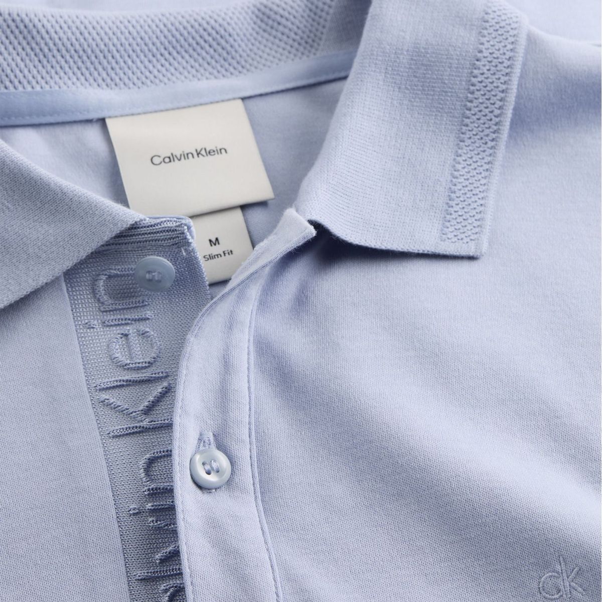 CALVIN KLEIN - Polo azul con logotipo en el pliegue de botones Calvin Klein