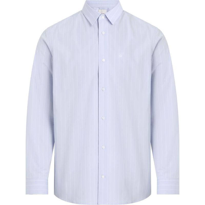 CALVIN KLEIN - Camisa azul poplin con multi rayas Calvin Klein