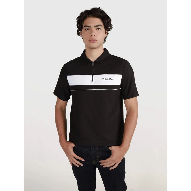 CALVIN KLEIN - Polo negro standard con cremallera Calvin Klein