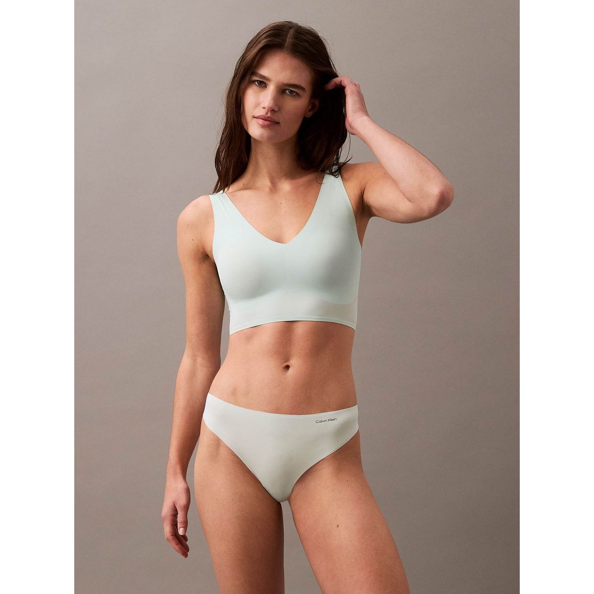 CALVIN KLEIN - Tanga celeste invisible con logo en el lateral Calvin Klein