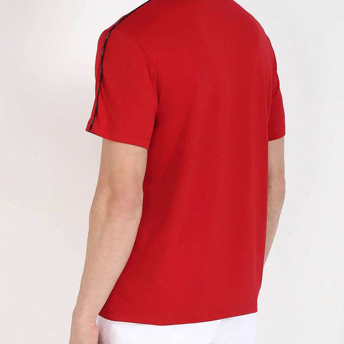 CALVIN KLEIN - Camiseta roja con ribete de logotipo en las mangas Calvin Klein