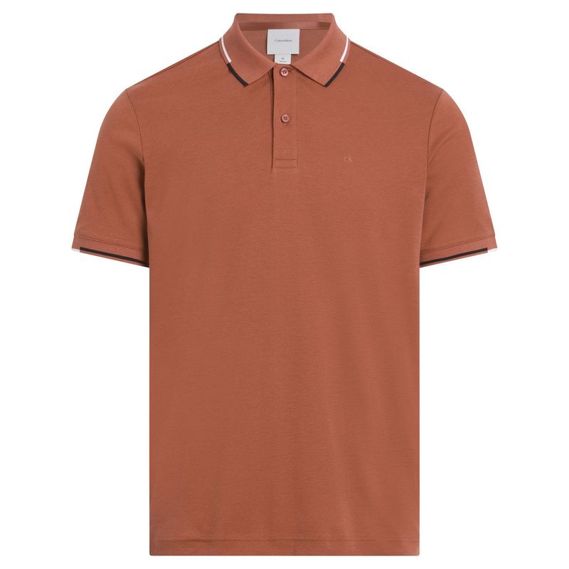 CALVIN KLEIN - Polo rojo slim con detalle en bordes Calvin Klein