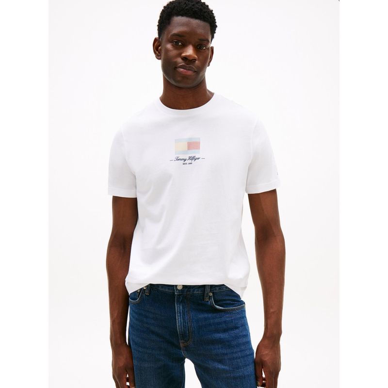 TOMMY HILFIGER - Camiseta blanca con logo de rayas Ithaca Tommy Hilfiger