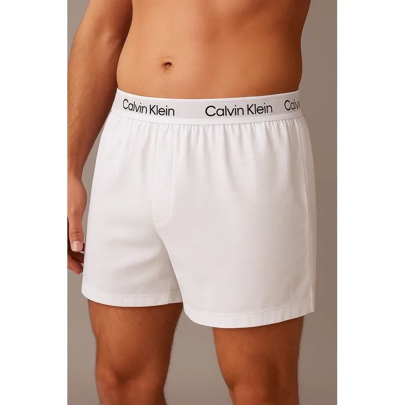 CALVIN KLEIN - Pantaloneta blanca de pijama de popelín de algodón Calvin Klein