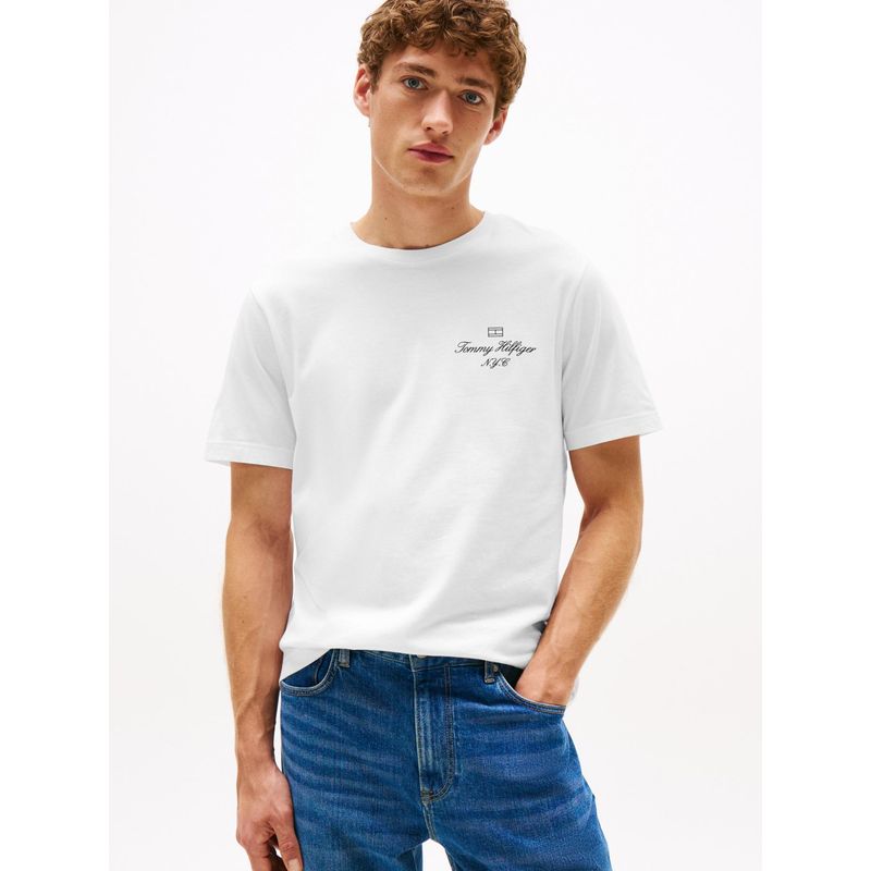 TOMMY HILFIGER - Camiseta blanca con logo NYC y logo delineado Tommy Hilfiger