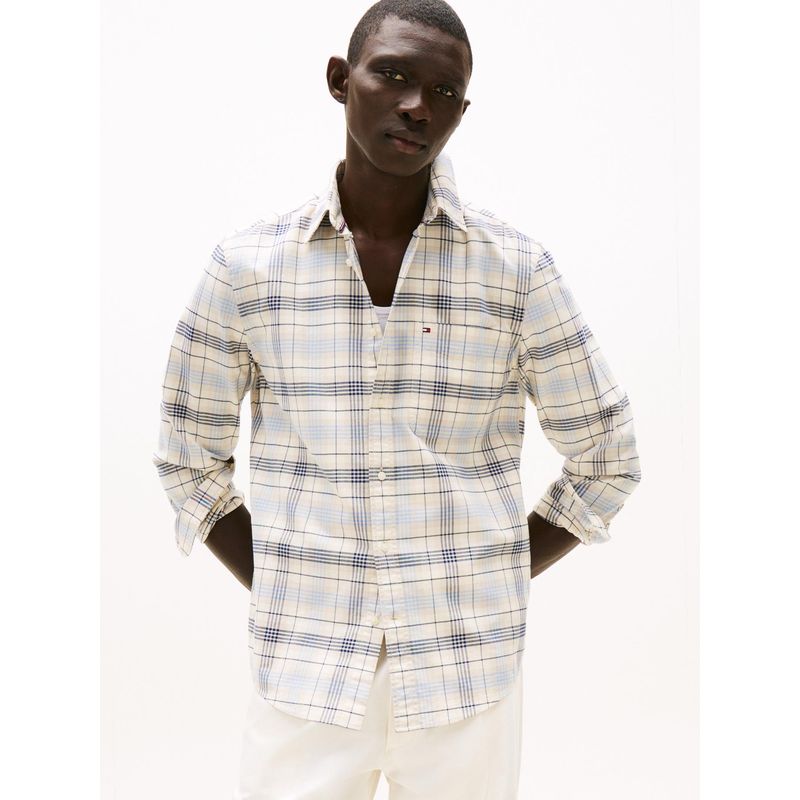 TOMMY HILFIGER - Camisa beige Oxford de manga larga Tommy Hilfiger