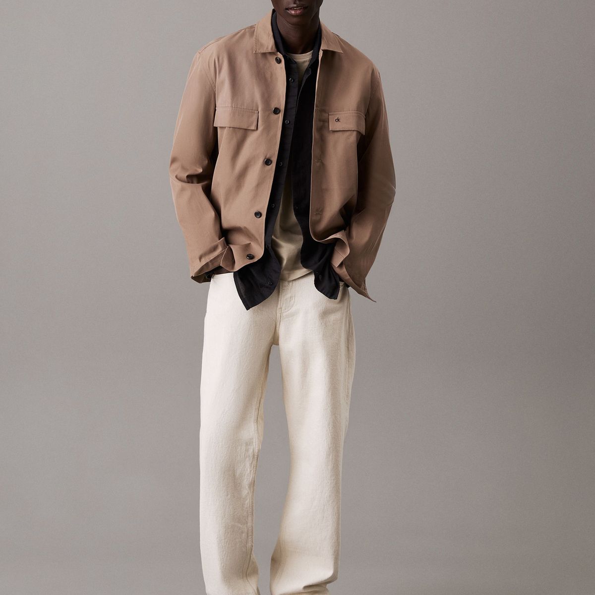 CALVIN KLEIN - Camisa negra de lino y algodón Calvin Klein