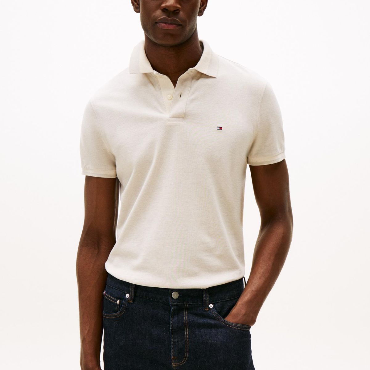 TOMMY HILFIGER - Polo gris de corte regular con ribeteado Tommy Hilfiger