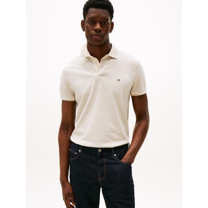 TOMMY HILFIGER - Polo gris de corte regular con ribeteado Tommy Hilfiger