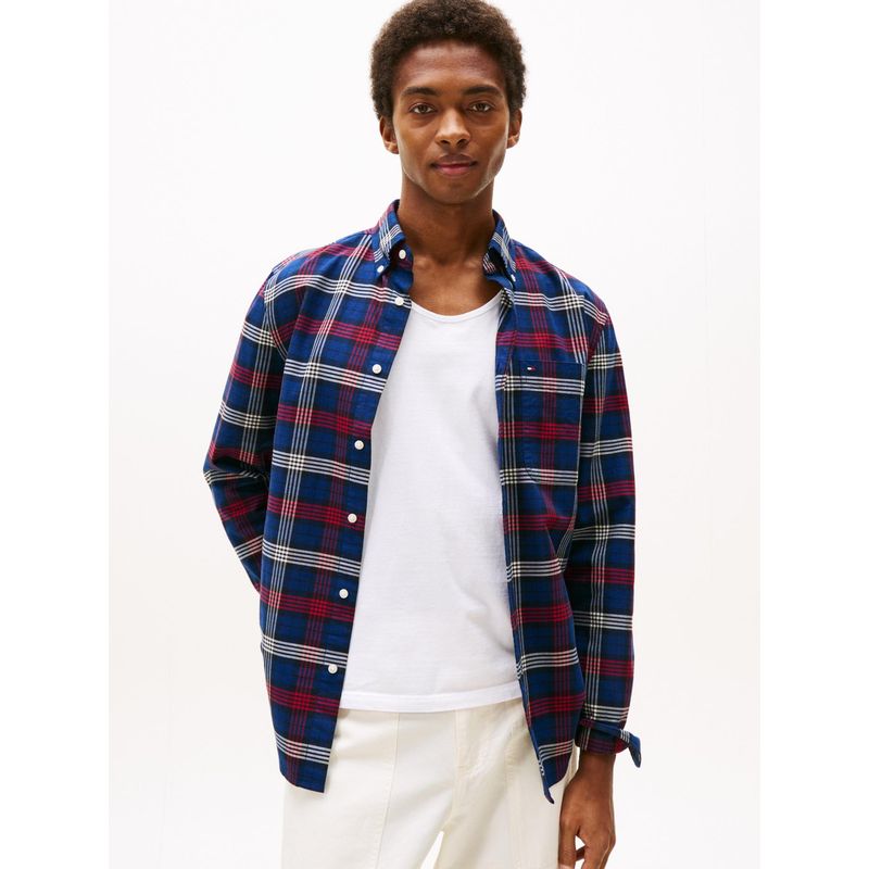 TOMMY HILFIGER - Camisa azul oscuro Oxford de manga larga Tommy Hilfiger