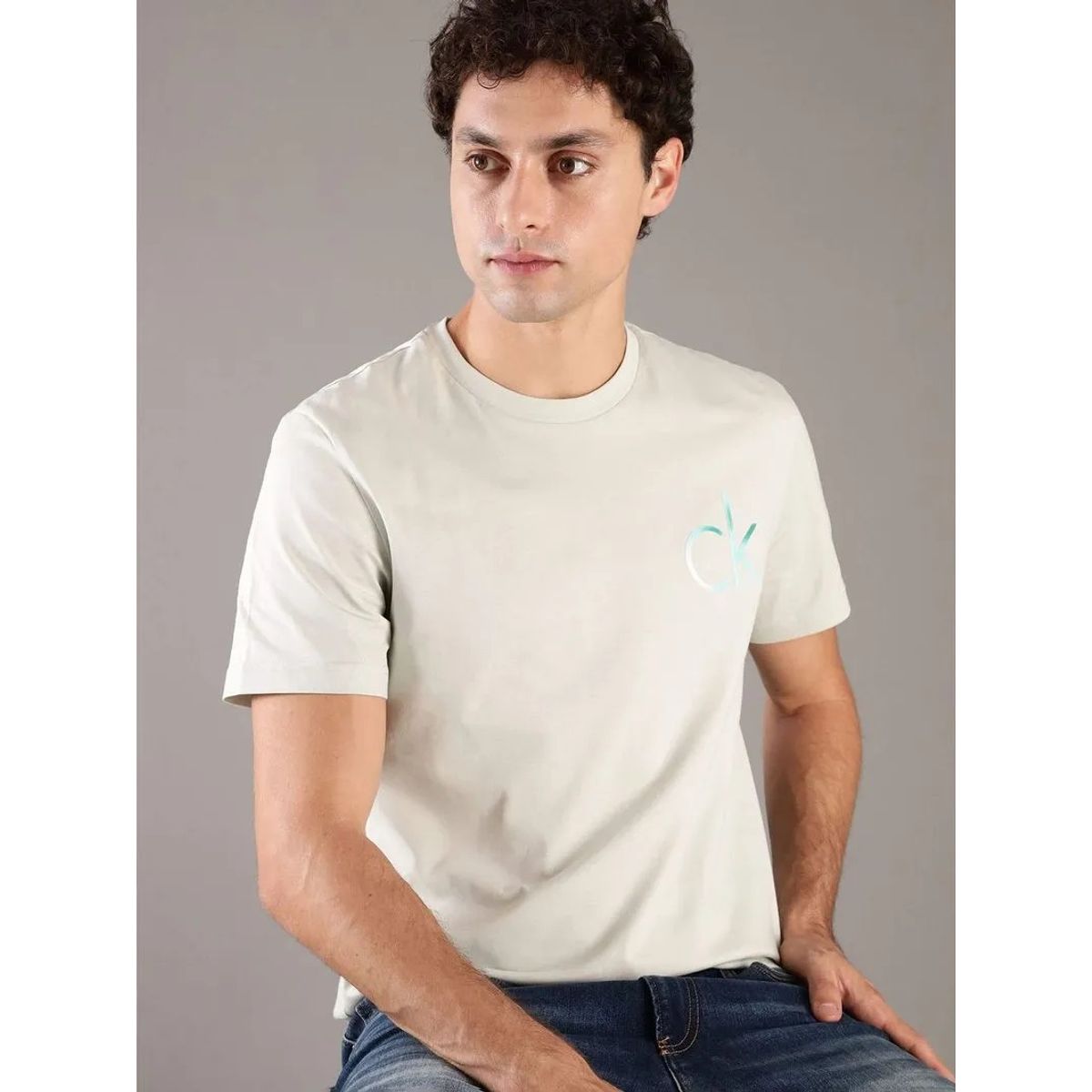 CALVIN KLEIN - Camiseta verde con logo Calvin Klein