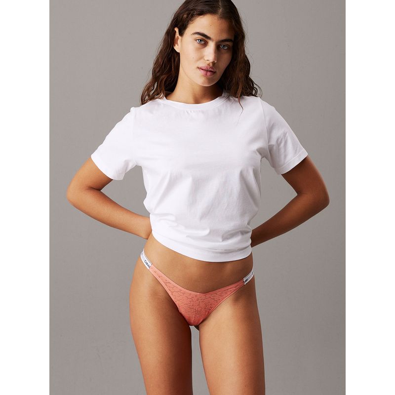CALVIN KLEIN - Tanga rosada de encaje - modern logo with lace Calvin Klein