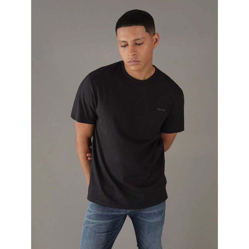 CALVIN KLEIN - Camiseta negra con micro logo Calvin Klein