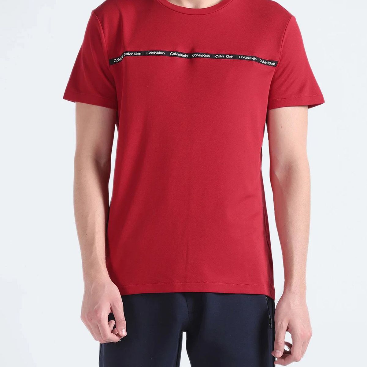 CALVIN KLEIN - Camiseta roja manga corta con logo tape Calvin Klein