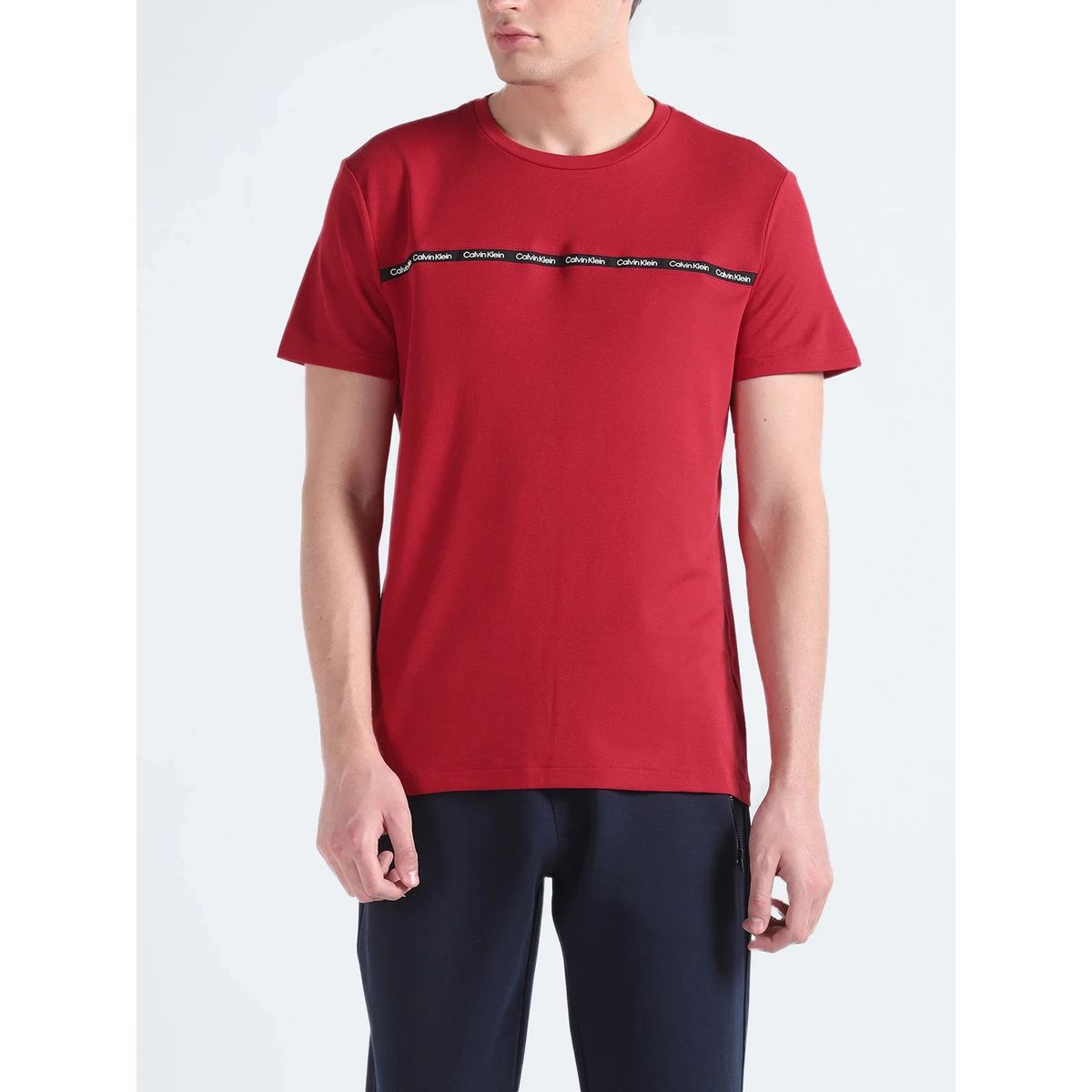 CALVIN KLEIN - Camiseta roja manga corta con logo tape Calvin Klein