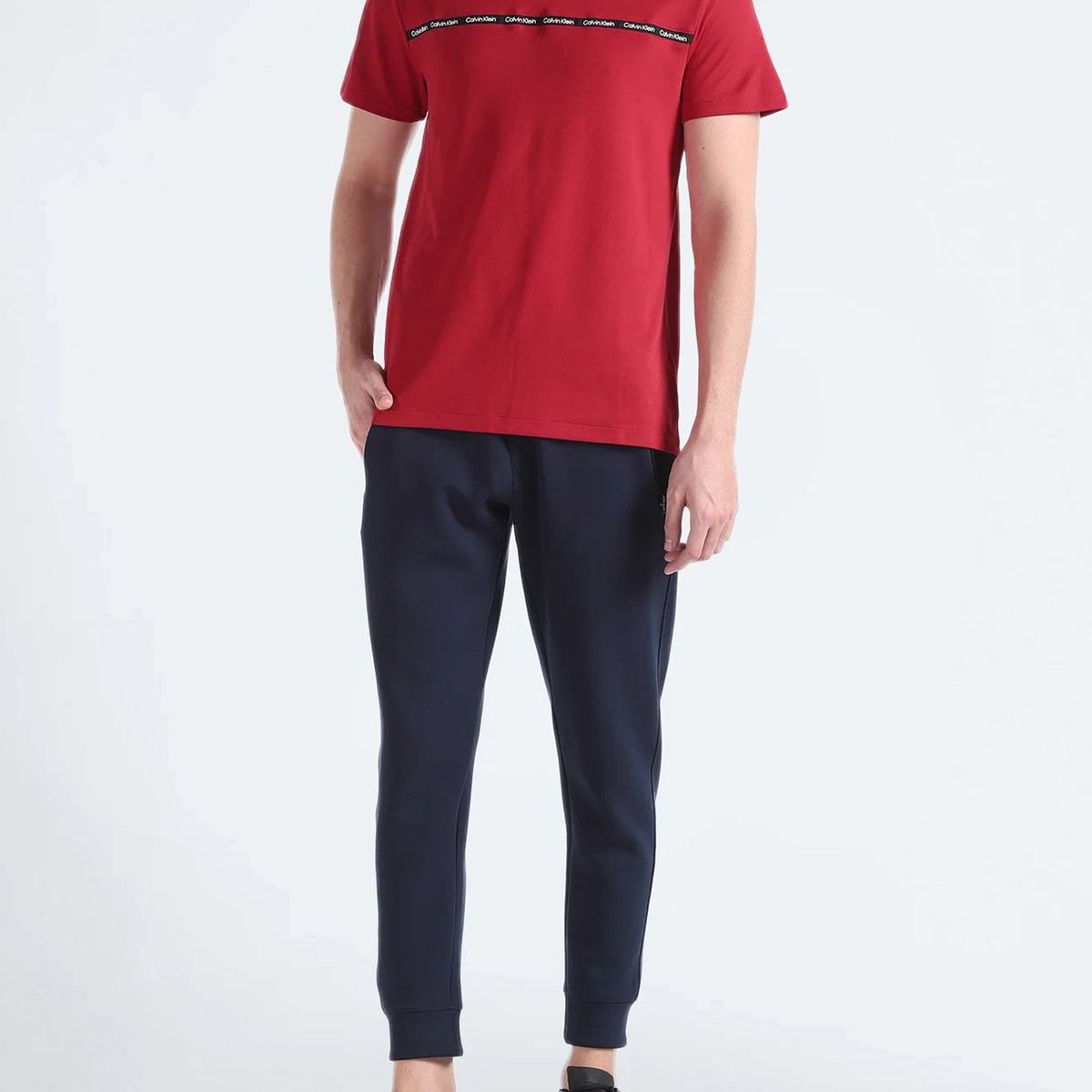 CALVIN KLEIN - Camiseta roja manga corta con logo tape Calvin Klein