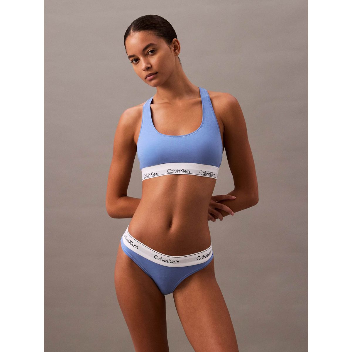 CALVIN KLEIN - Bralette azul con logo - Unlined Calvin Klein