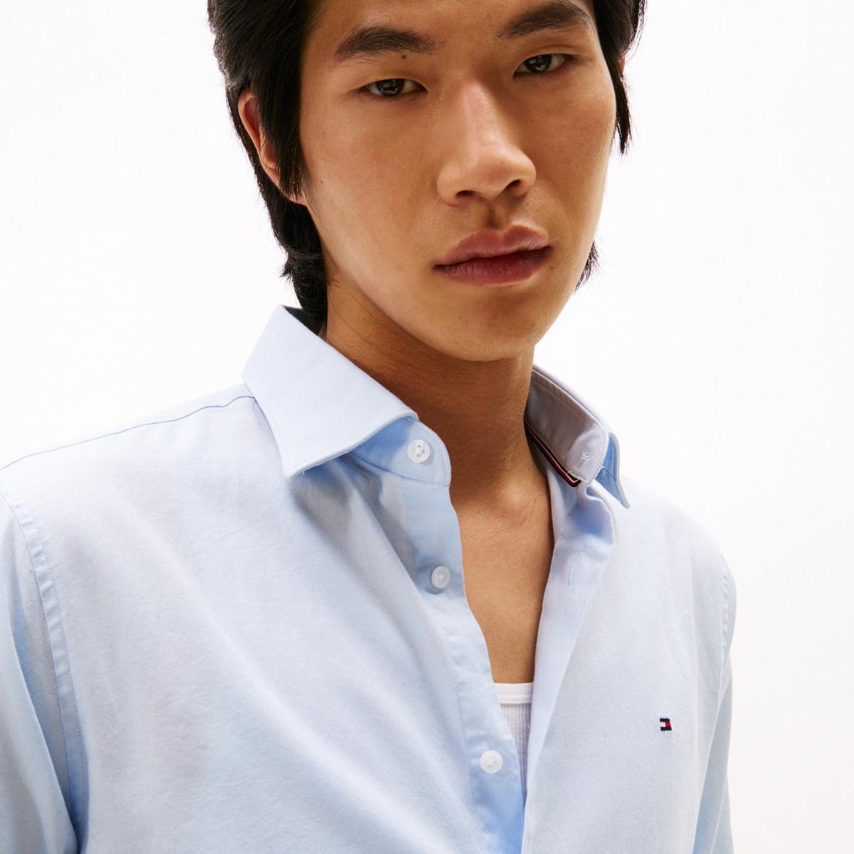 TOMMY HILFIGER - Camisa celeste Twill de manga larga Tommy Hilfiger