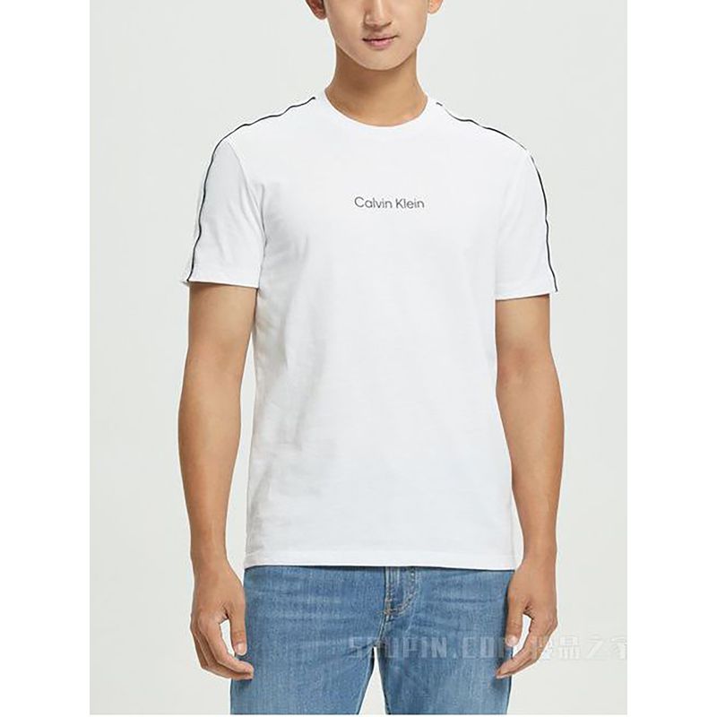 CALVIN KLEIN - Camiseta blanca con ribete de logotipo en las mangas Calvin Klein