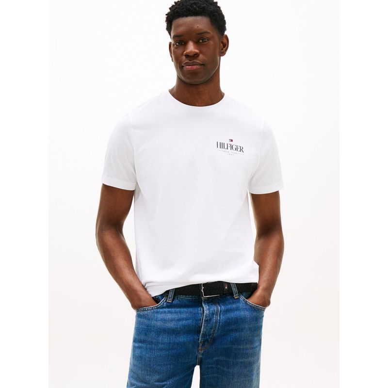 TOMMY HILFIGER - Camiseta blanca de cuello redondo con logo Tommy Hilfiger