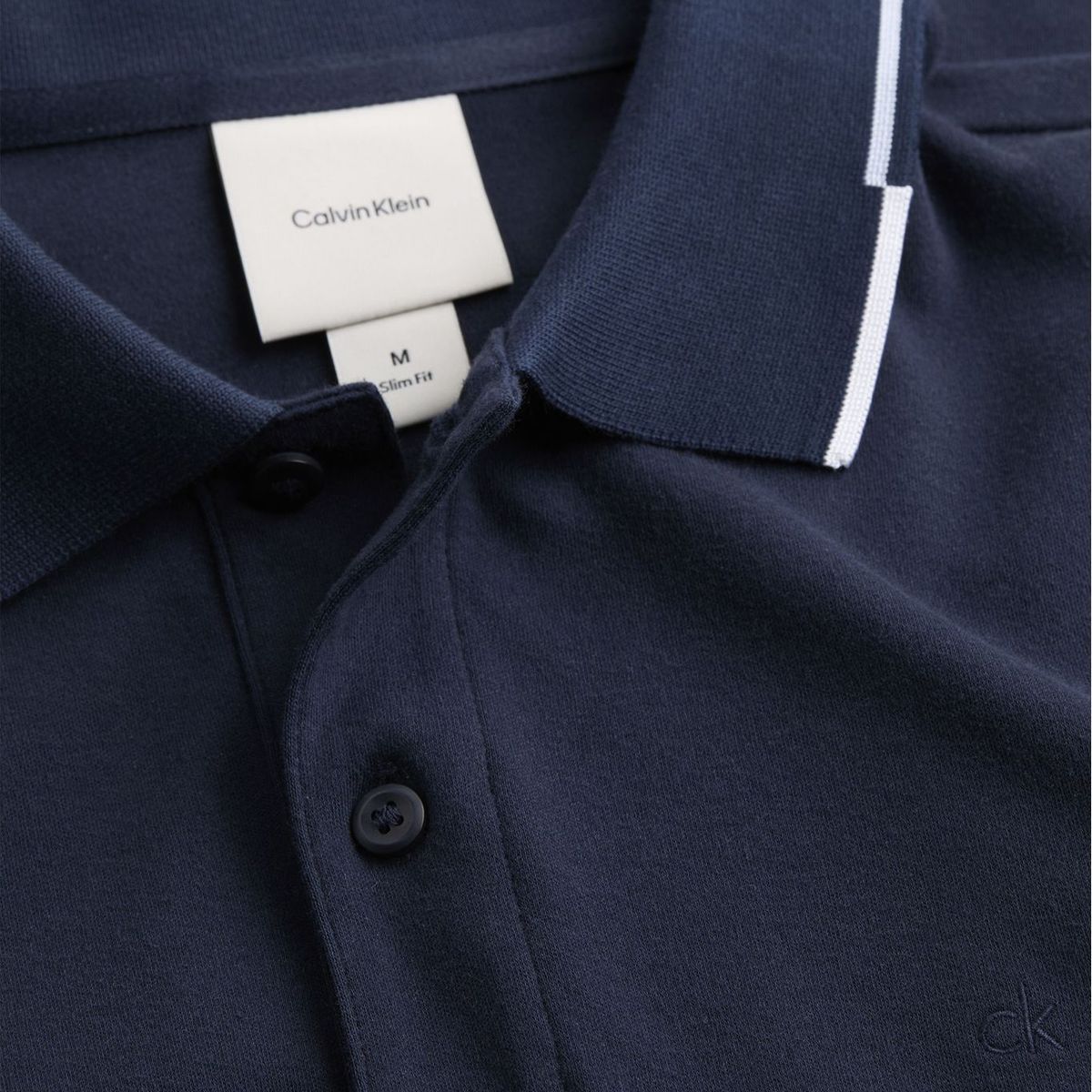 CALVIN KLEIN - Polo azul slim con detalle en bordes Calvin Klein