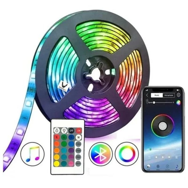 OEM - Tira LED RGB 5M con Bluetooth y Control Multicolor App Móvil y Música