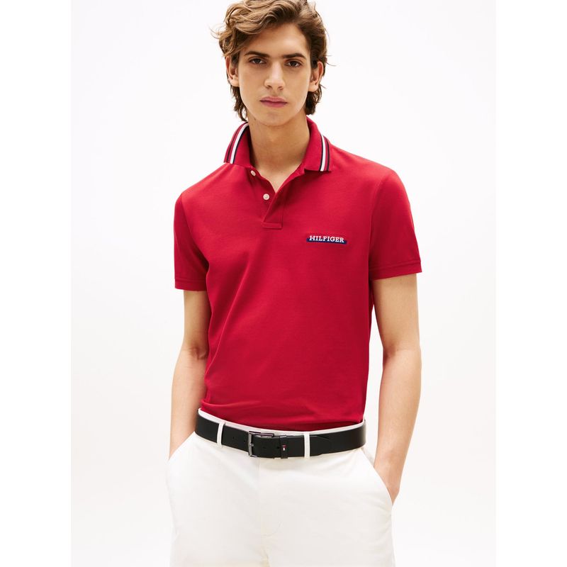 TOMMY HILFIGER - Polo rojo de corte regular con logo Tommy Hilfiger
