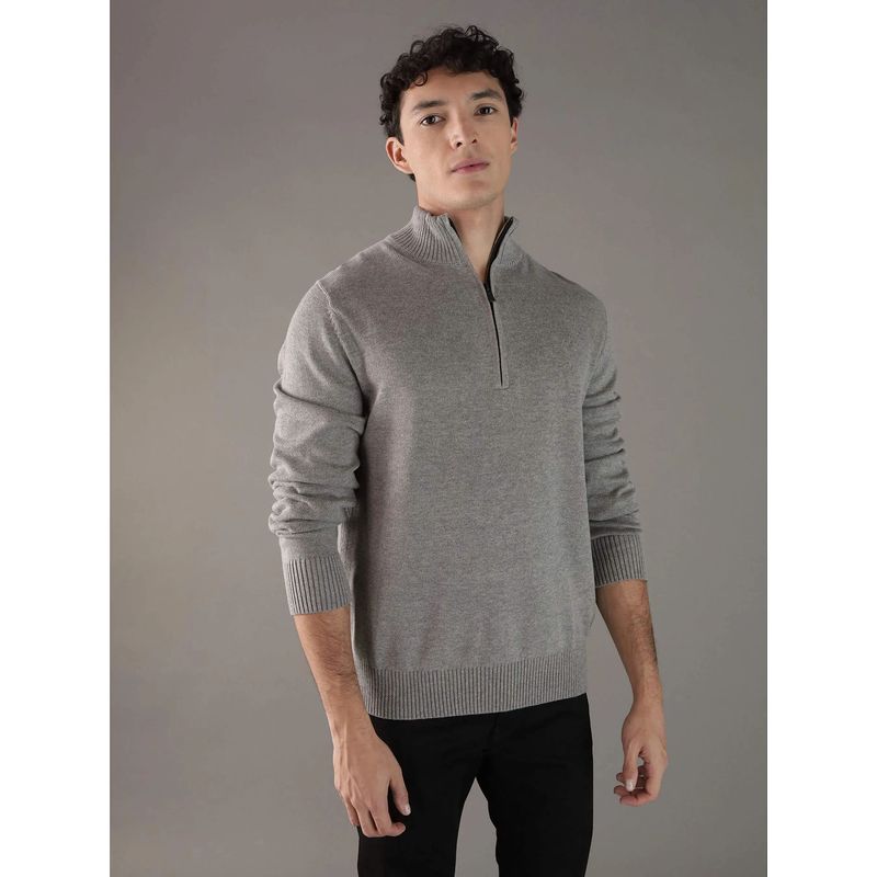 CALVIN KLEIN - Saco gris tejido de algodón con cierre Calvin Klein