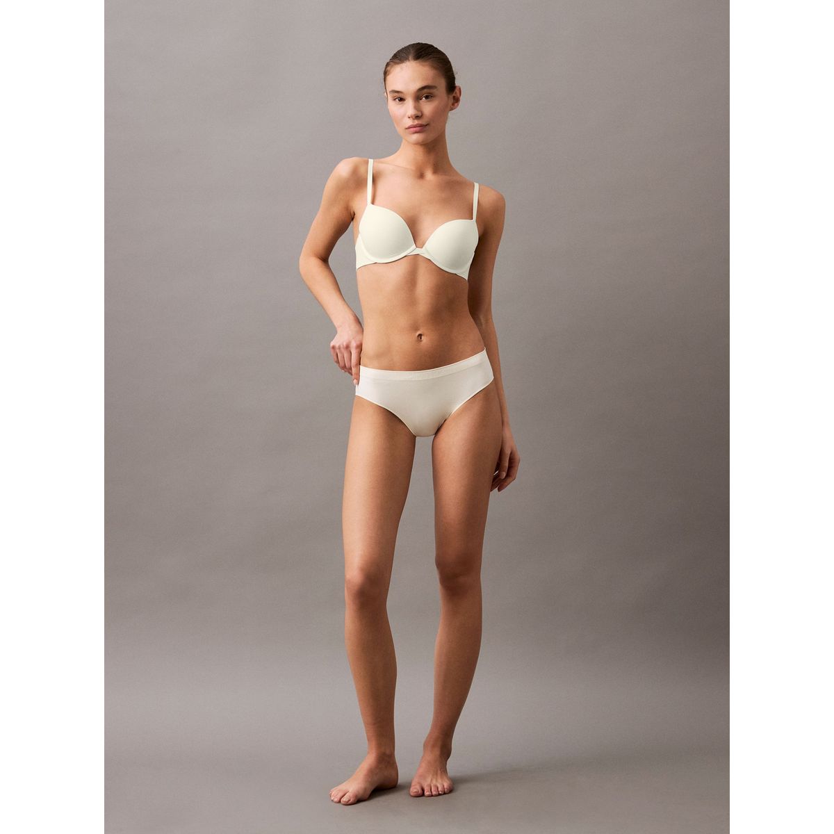 CALVIN KLEIN - Pantie Beige con logo atonal Para Mujer Calvin Klein