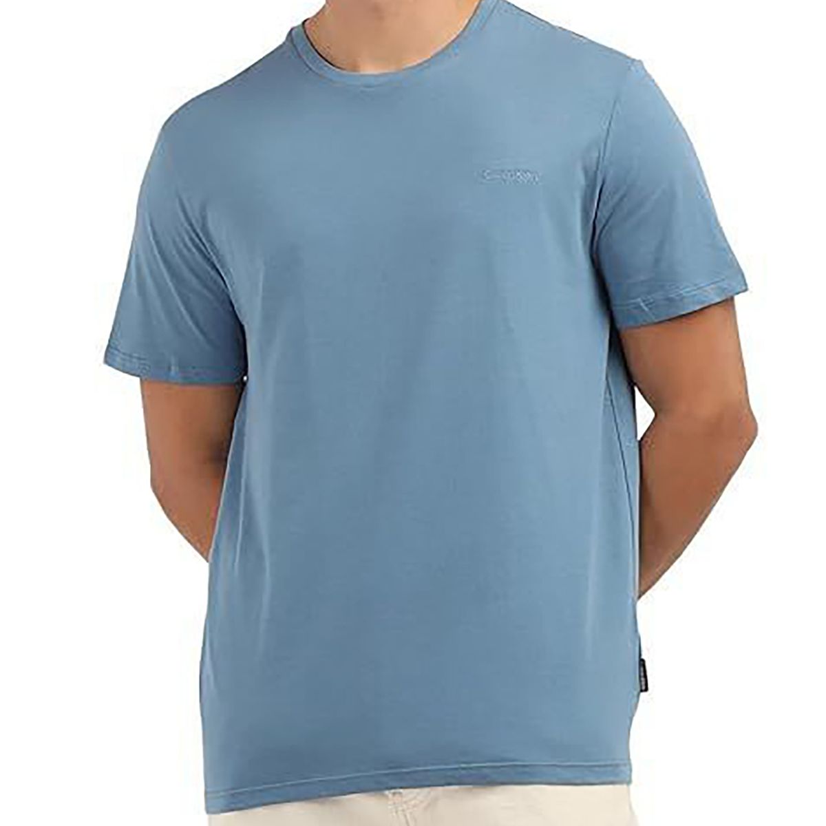 CALVIN KLEIN - Camiseta azul solid liquid con logo Calvin Klein