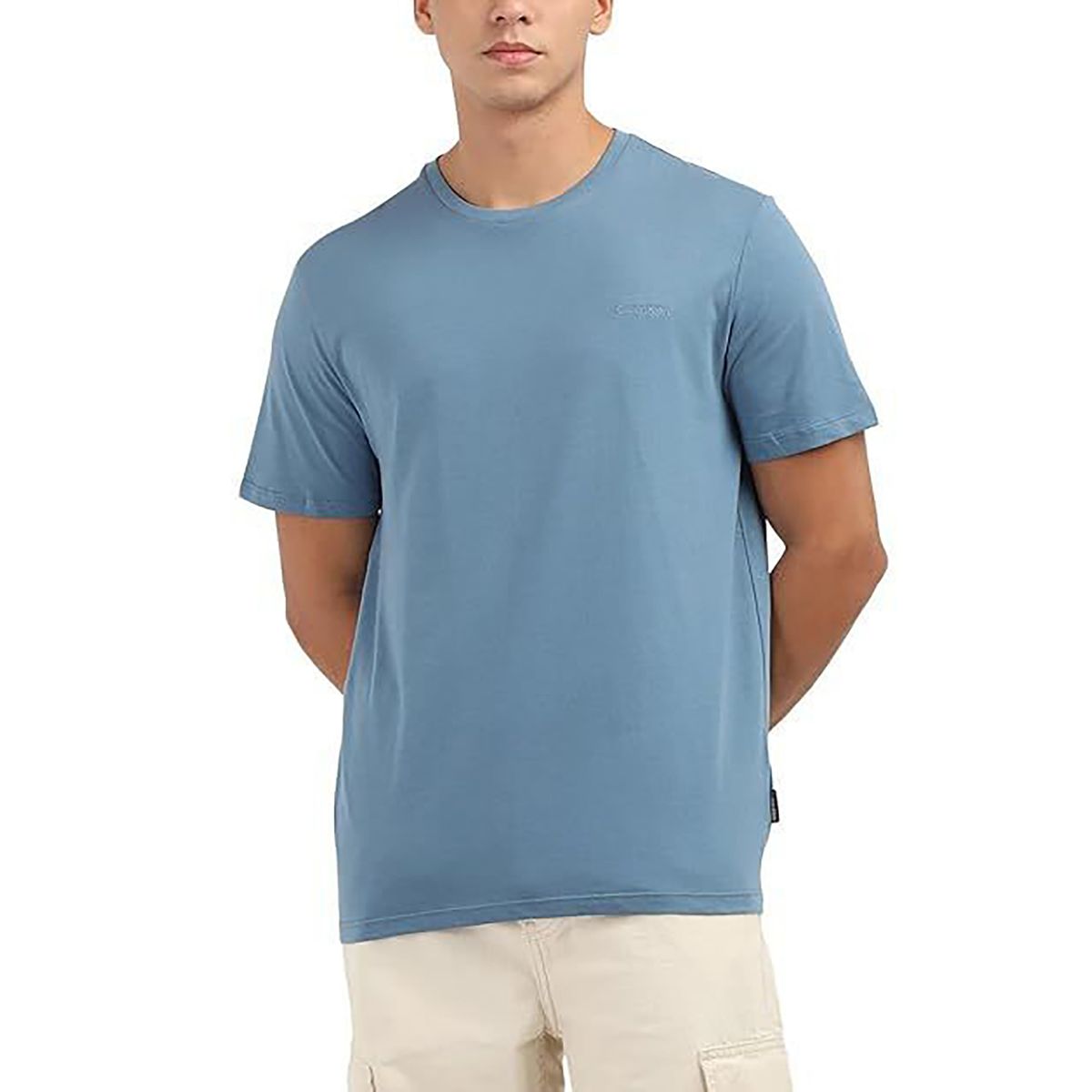 CALVIN KLEIN - Camiseta azul solid liquid con logo Calvin Klein