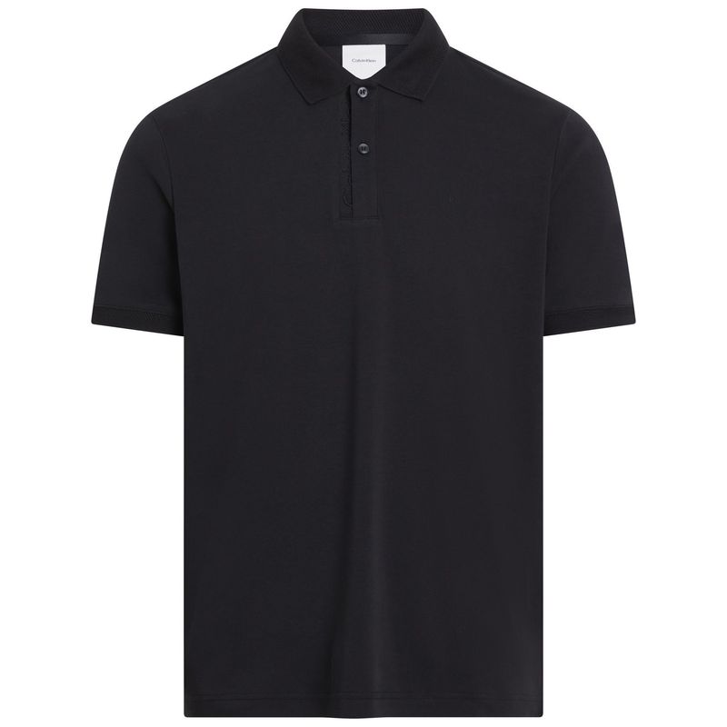 CALVIN KLEIN - Polo negro con logotipo en el pliegue de botones Calvin Klein