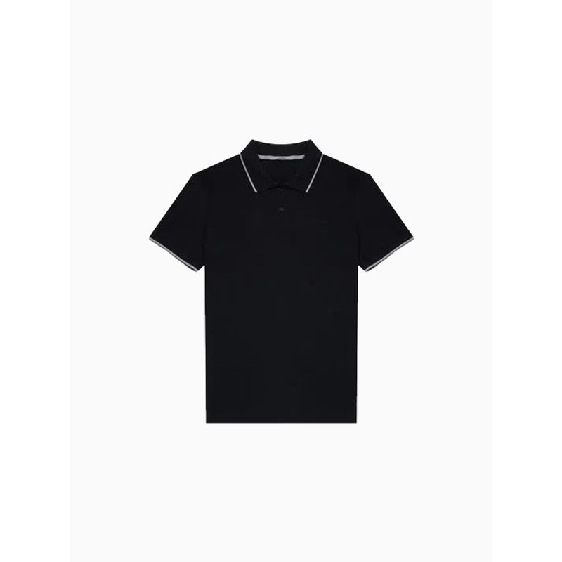 CALVIN KLEIN - Polo negro piqué de algodón Calvin Klein