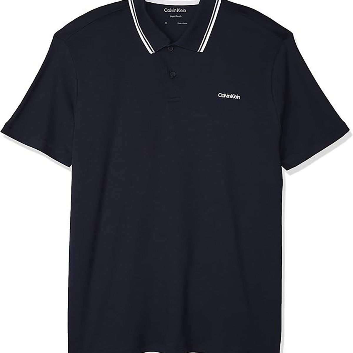 CALVIN KLEIN - Polo azul con ribete de algodón líquido Calvin Klein