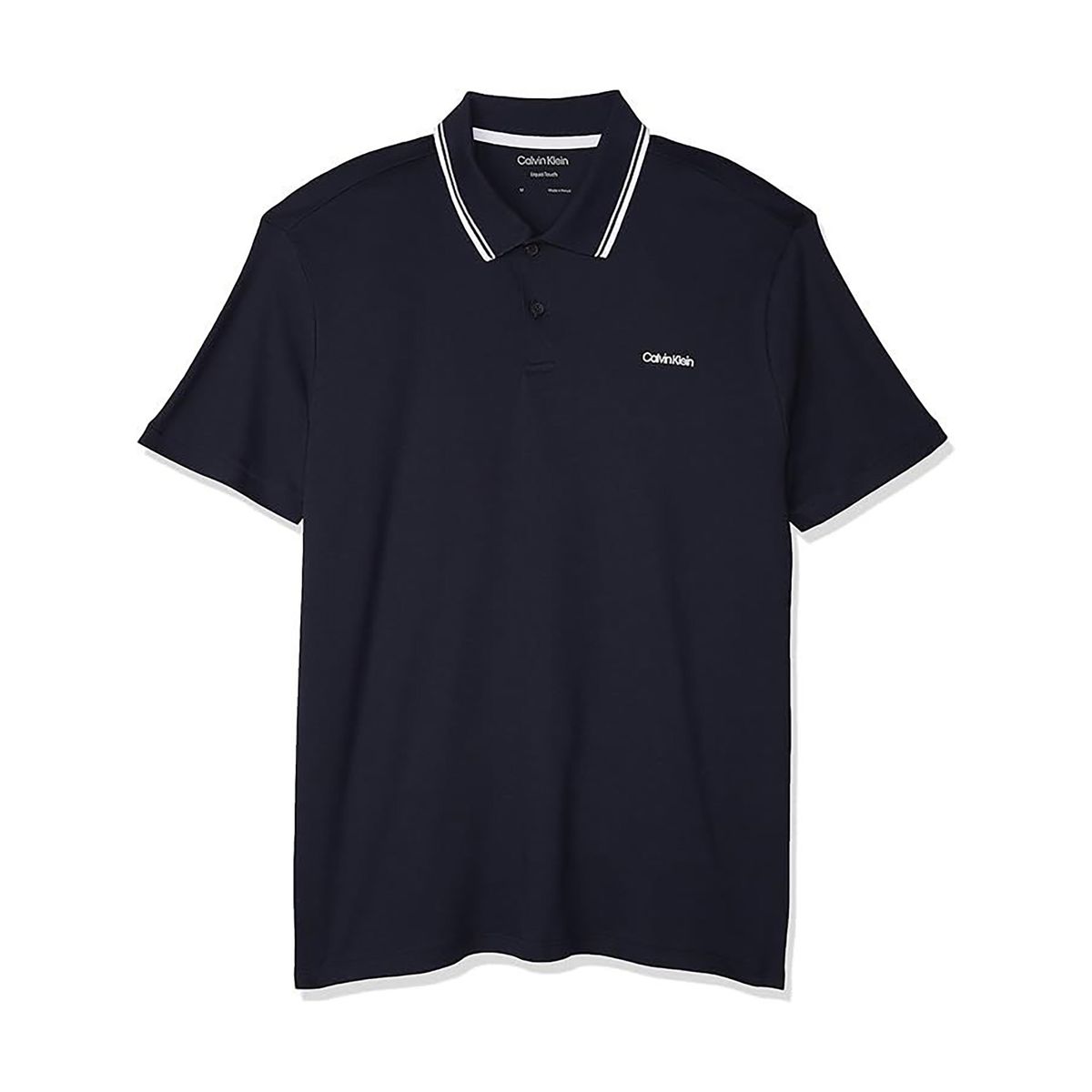 CALVIN KLEIN - Polo azul con ribete de algodón líquido Calvin Klein