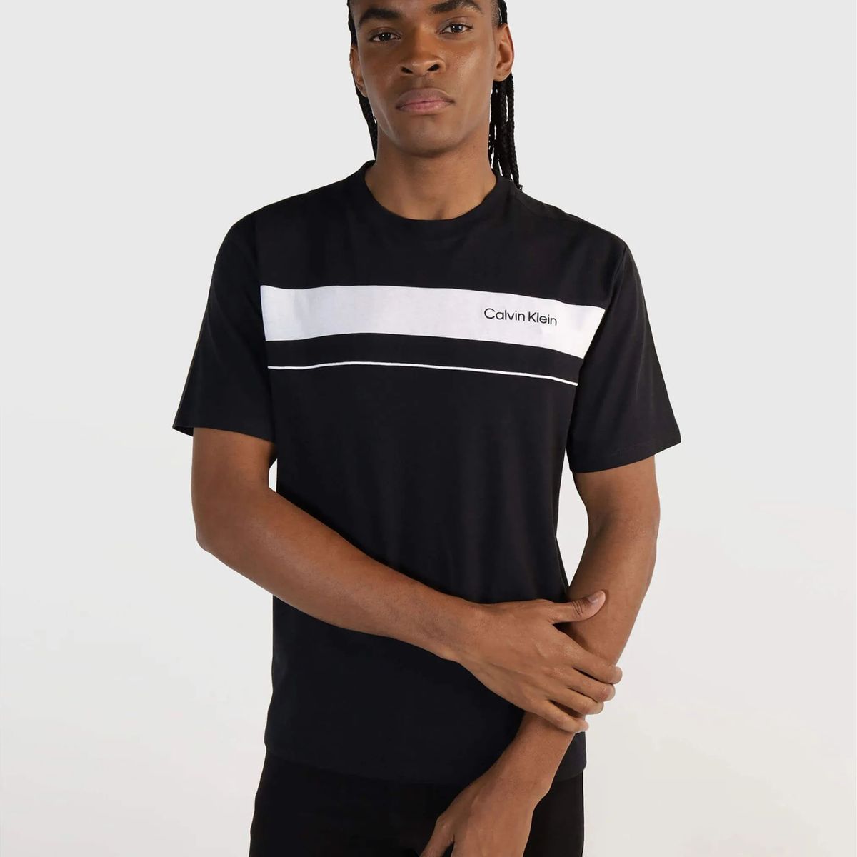 CALVIN KLEIN - Camiseta negra standard con logotipo Calvin Klein